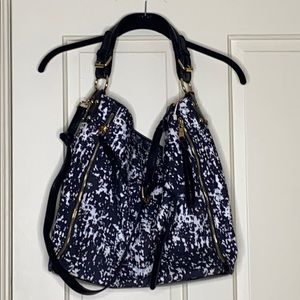 Black & white crossbody tote bag